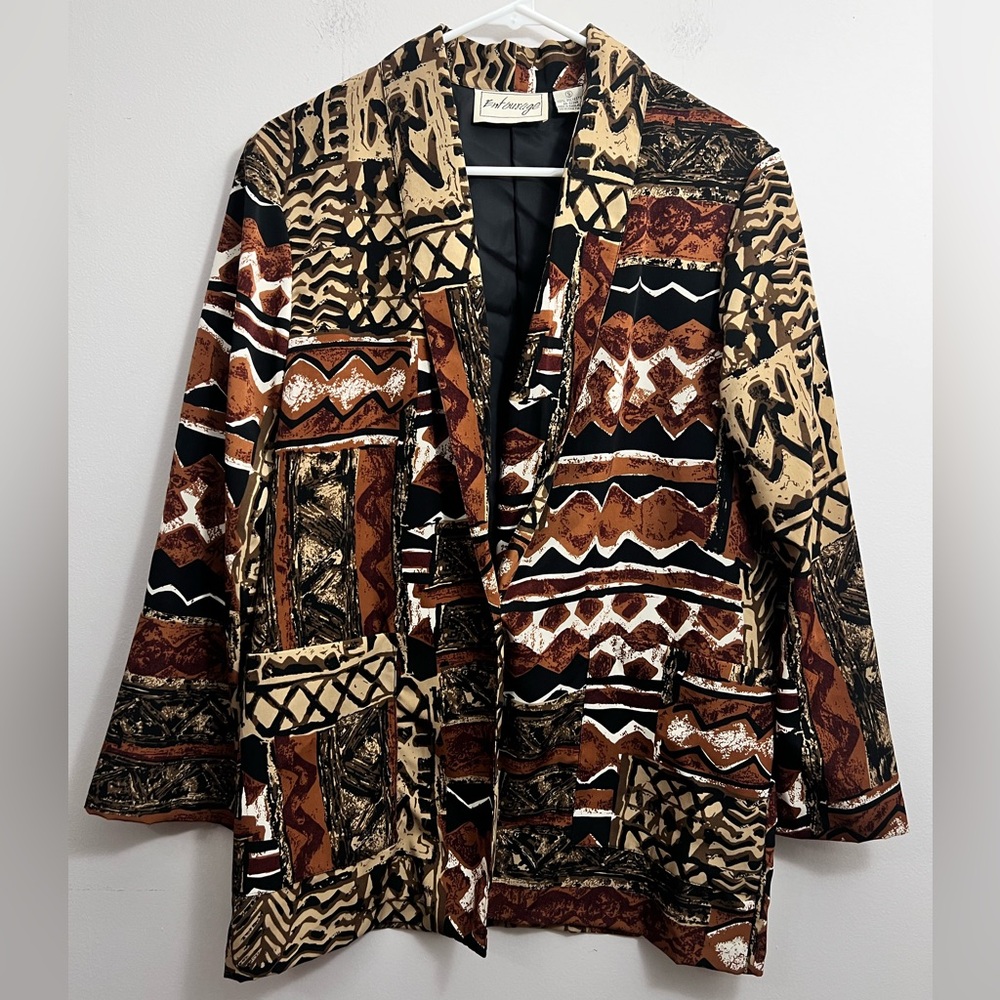 Entourage Vintage 90s Y2K Aztec Light Blazer Small